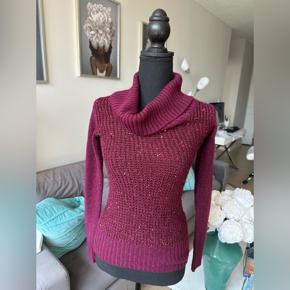 BCX Shimmery Cowl Neck Sweater